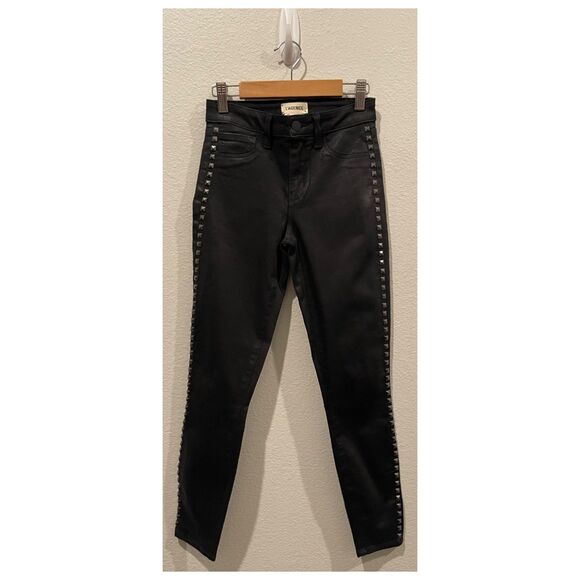 L'AGENCE Margot Side-Studded High-Rise Coated Skinny Black Jeans - Picture 1 of 4